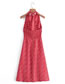 Fashion Red Halterneck Lace-up Print Dress