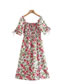 Fashion Safflower Printed Square Neck Pleated Dress