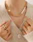 Fashion Gold Color Necklace-40+5cm Titanium Pearl Beaded And Chain Necklace