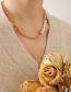 Fashion Gold Color Necklace-40+5cm Titanium Pearl Beaded And Chain Necklace