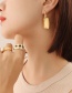 Fashion Pair Of Gold Color Earrings Stainless Steel Gold Plated Line Square Stud Earrings