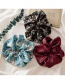 Fashion Oversized Floral Green Satin Solid Pleated Hair Tie
