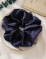 Fashion Oversized Navy Blue Satin Solid Pleated Hair Tie