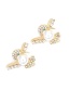 Fashion Gold Alloy Diamond Bird Stud Earrings