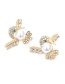 Fashion Gold Alloy Diamond Bird Stud Earrings