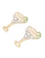 Fashion Mixed Color Alloy Diamond Wine Glass Stud Earrings