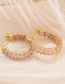 Fashion Pink Metal Zirconium Round Earrings
