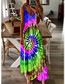 Fashion Blue 7-color Swirl Print Slip Dress