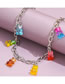 Fashion Silver Color Colorful Bear Tassel Necklace