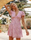 Fashion Pink V-neck Print Dress