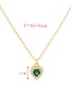 Fashion Green Bronze Zirconium Heart Necklace
