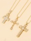 Fashion Gold-3 Bronze Zirconium Cross Necklace