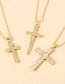 Fashion Gold-6 Bronze Zirconium Crown Cross Necklace