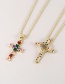 Fashion Color-2 Bronze Zirconium Heart Cross Necklace