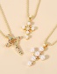 Fashion Color-2 Bronze Zirconium Heart Cross Necklace