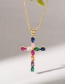 Fashion Color-5 Bronze Zirconium Cross Necklace