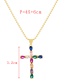 Fashion Color-4 Bronze Zirconium Cross Necklace