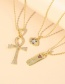 Fashion Gold Bronze Zirconium Heart Cross Necklace