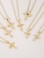 Fashion Gold-2 Bronze Zirconium Cross Wings Necklace