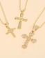 Fashion Gold-3 Bronze Zirconium Cross Heart Necklace
