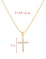 Fashion Gold-2 Bronze Zirconium Cross Wings Necklace