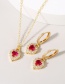 Fashion Red Copper Inlaid Zirconium Heart Earrings