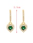 Fashion Green Copper Inlaid Zirconium Heart Earrings
