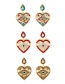 Fashion Champagne Alloy Diamond Heart Stud Earrings