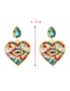 Fashion Color Alloy Diamond Heart Stud Earrings