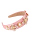 Fashion Leather Pink Fabric Alloy Diamond Pearl Cross Headband