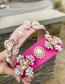 Fashion Pink Fabric Alloy Diamond Pearl Cross Headband