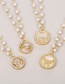 Fashion Gold-3 Copper Set Zircon Pearl Shell Boy Girls Necklace