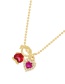 Fashion Red Brass Set Zircon Girls Heart Necklace