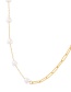 Fashion White Titanium Steel Pearl Stitching Chain Heart Necklace