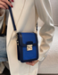 Fashion Blue Contrast Lock Head Crossbody Bag