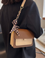 Fashion Brown Pu Diamond Silk Scarf Flap Messenger Bag