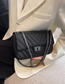 Fashion Large Black Pu Lock Flap Crossbody Bag