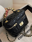 Fashion Black Pu Diamond Lock Zipper Messenger Bag