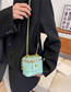 Fashion Green Trumpet Pu Diamond Embroidery Thread Zipper Large Capacity Messenger Bag