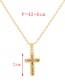 Fashion Color Bronze Zircon Cross Necklace