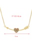 Fashion Color Bronze Zircon Arrow Heart Necklace