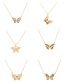 Fashion Color-4 Bronze Zircon Butterfly Necklace