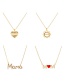 Fashion Color-2 Bronze Zircon Alphabet Mama Heart Necklace
