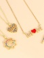 Fashion Color-4 Bronze Zircon Alphabet Mama Heart Necklace