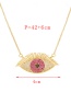 Fashion Pink Bronze Zircon Drop Oil Eye Tassel Necklace