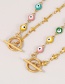 Fashion Gold-2 Titanium Steel Drop Oil Eye Ot Buckle Love Necklace