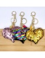 Fashion Black Fish Scale Sequins Heart Bell Keychain