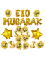 Fashion Eid Golden Set Geometric Alphabet Pull Flag Latex Balloons Set