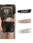 Fashion Black Pu Leather Double Round Buckle Wide Belt