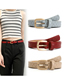 Fashion Red Pu Square Buckle Diamond Embroidery Wide Belt